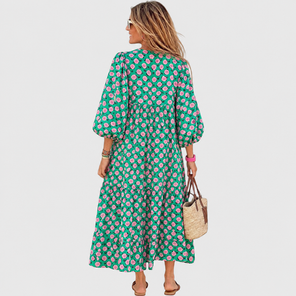 Fleur | Uvolněné maxi šaty s volány a kimono rukávy
