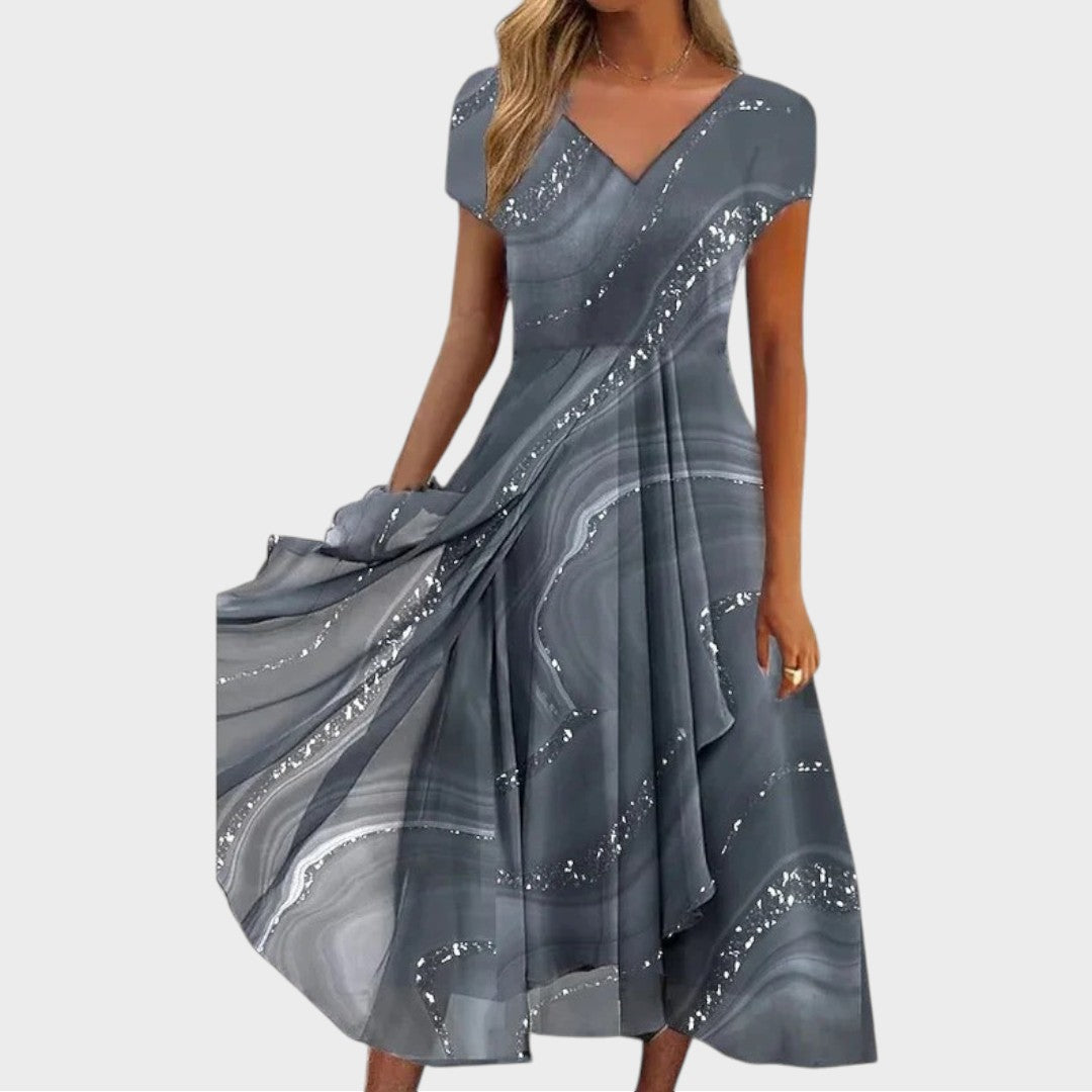 Isha | Elegantní midi šaty s výstřihem do V