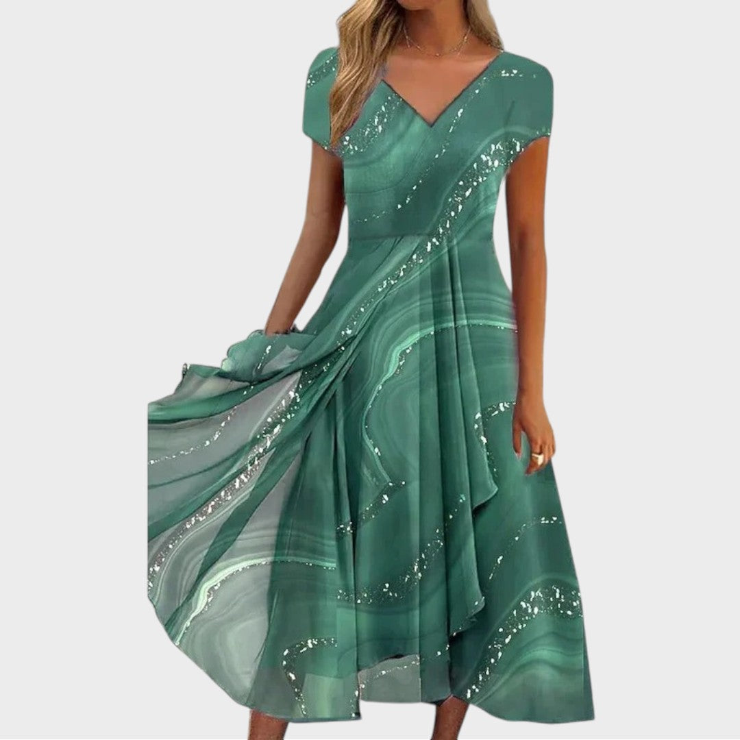 Isha | Elegantní midi šaty s výstřihem do V