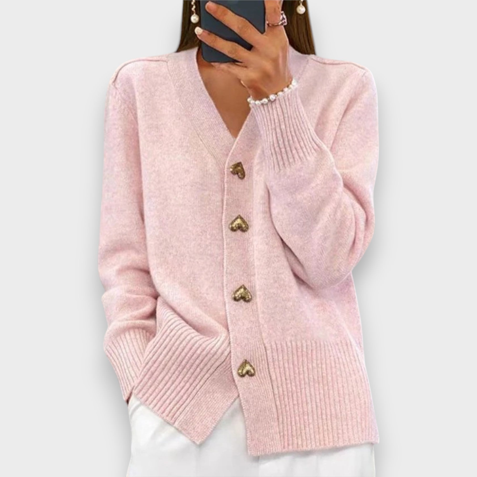 Armelle | Elegantní kardigan s srdíčkovými knoflíky
