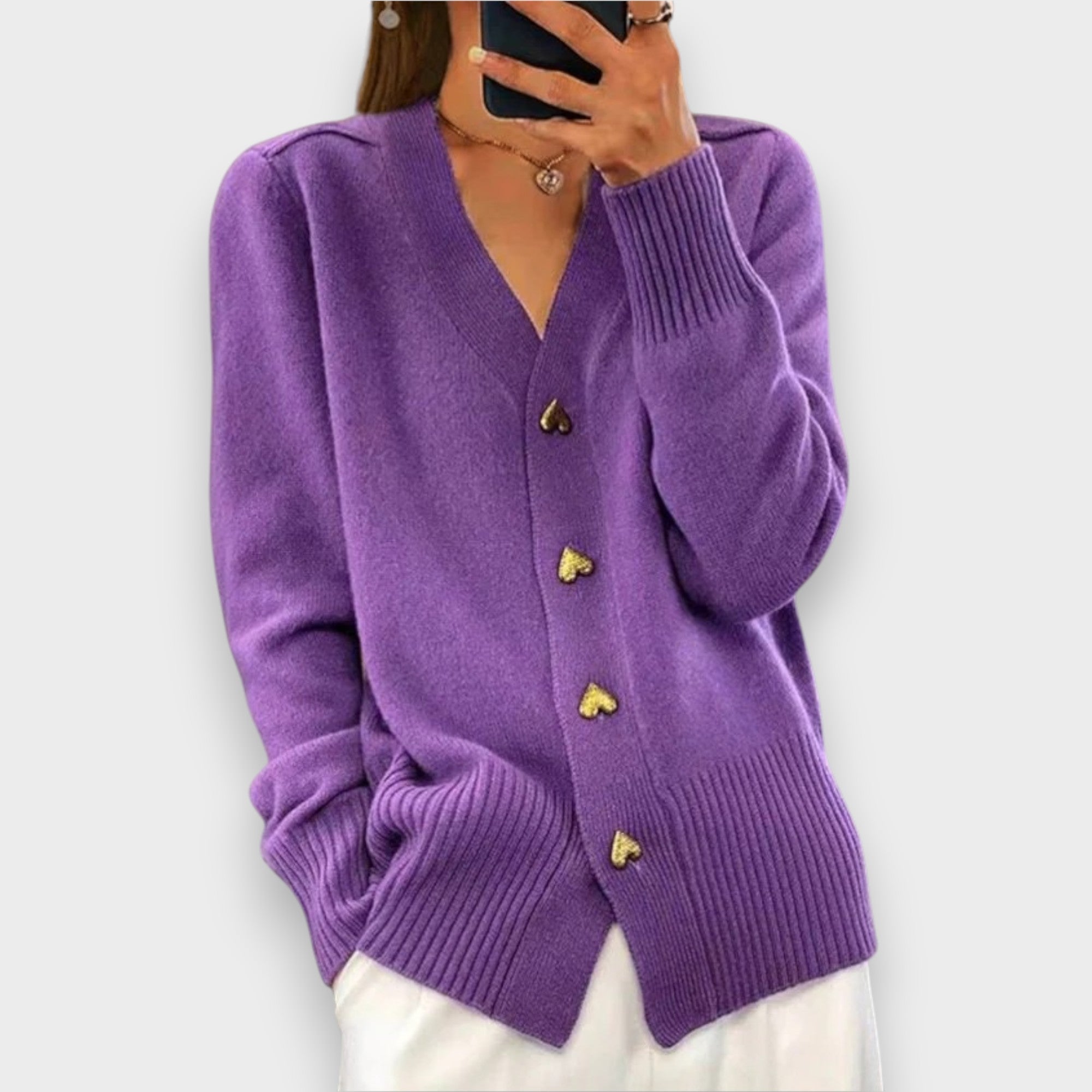 Armelle | Elegantní kardigan s srdíčkovými knoflíky