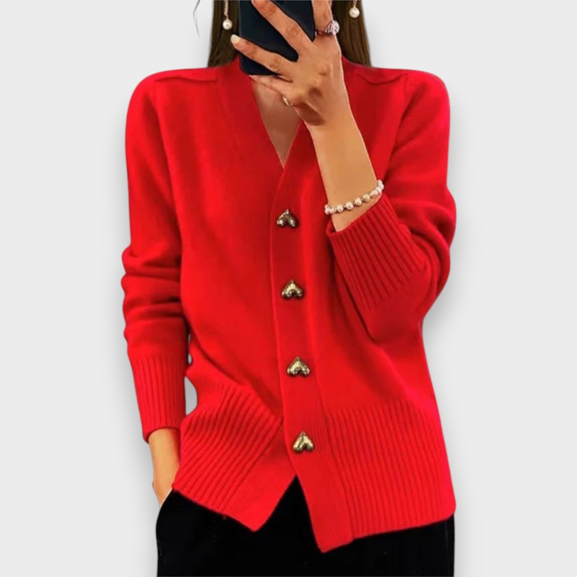 Armelle | Elegantní kardigan s srdíčkovými knoflíky